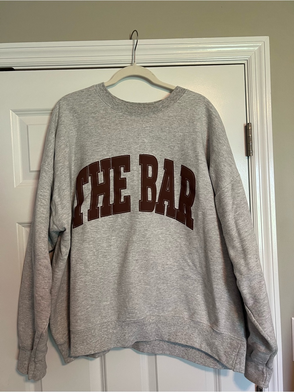The Bar Gray Crewneck Sweatshirt with Brown Logo